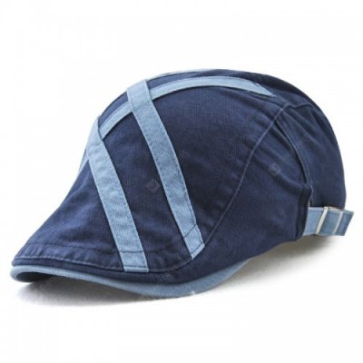 Men's Patch Strip Striped Fashion Beret Adjustable Head Circumference Hat