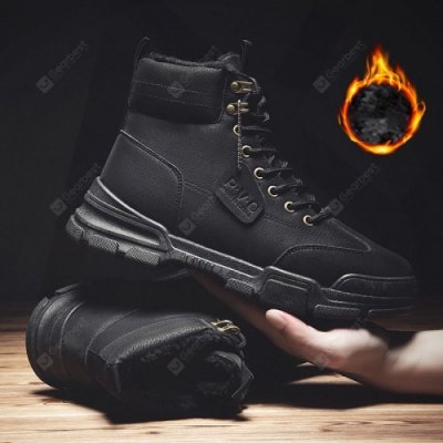 Retro Style Men's Tooling Boots Trend Warm High-top Cotton Shoes