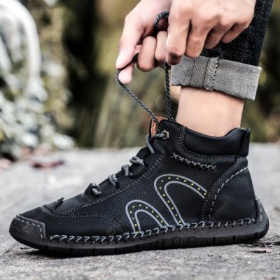 Men's Casual Leather Shoes Fashion Men's Handmade Lace-up Shoes