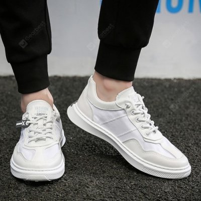 Men Sneaker Round Toe Lace-Up Canvas Flat Shoes Comfortable Casual Footwear