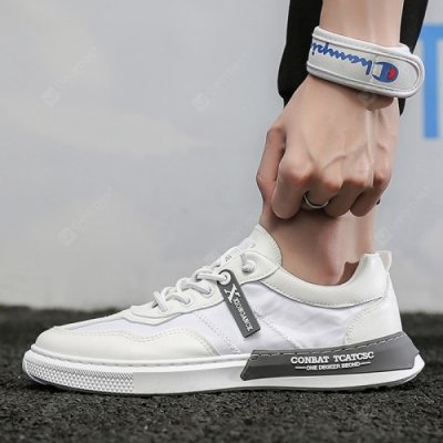 Men Sneaker Round Toe Lace-Up Canvas Flat Shoes Comfortable Casual Footwear