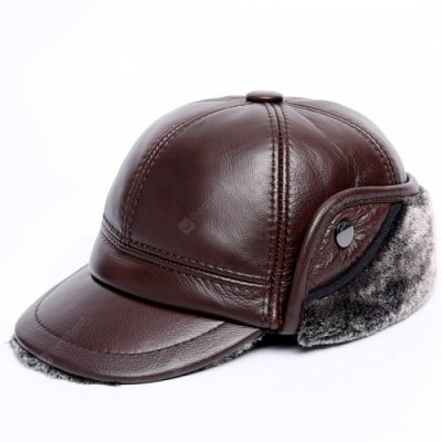 Leather Hat Men's Winter Warm Plus Velvet Thickened Leather Duck Tongue Small Winter Hat Ear